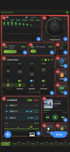 StreamPad の MIDI コントローラー編集画面